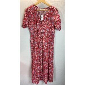 NWT LOFT Red, Pink and White Floral Midi Dress